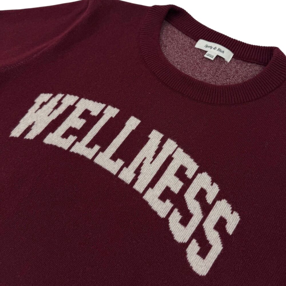 Sporty & Rich Men's Wellness Ivy Merino Wool Crewneck Sweater Burgundy Small